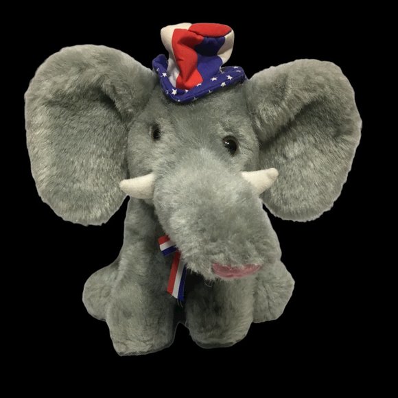 Gibson Greetings Elephant Plush Republican Election Vintage 1996 Gray Souvenir - Picture 1 of 9